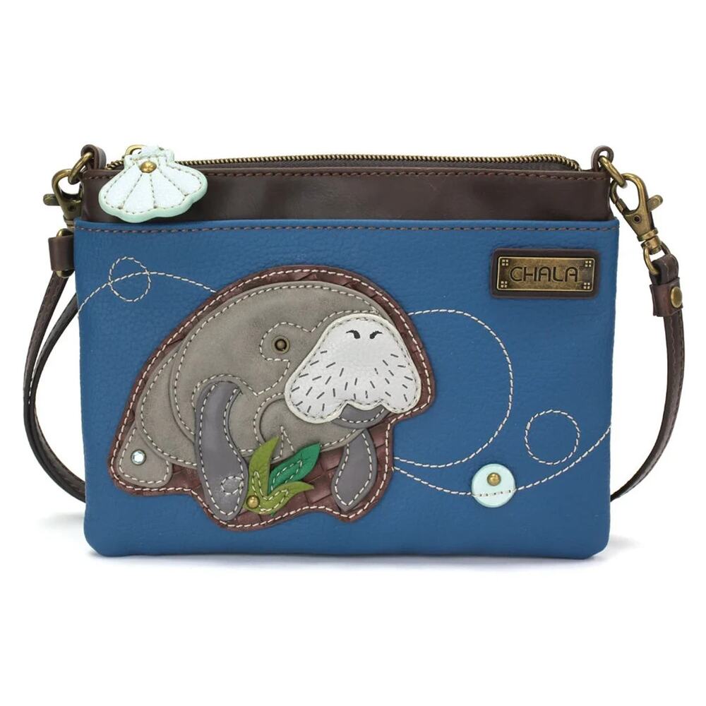 Chala Faux Leather Mini Crossbody Handbag Purse - Manatee II, Blue NWT
